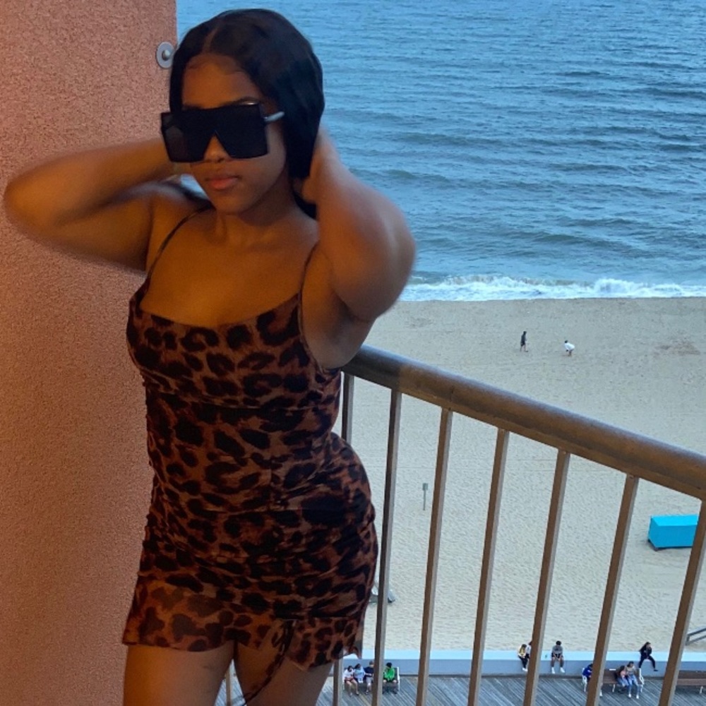 Leopard cowl neck dress